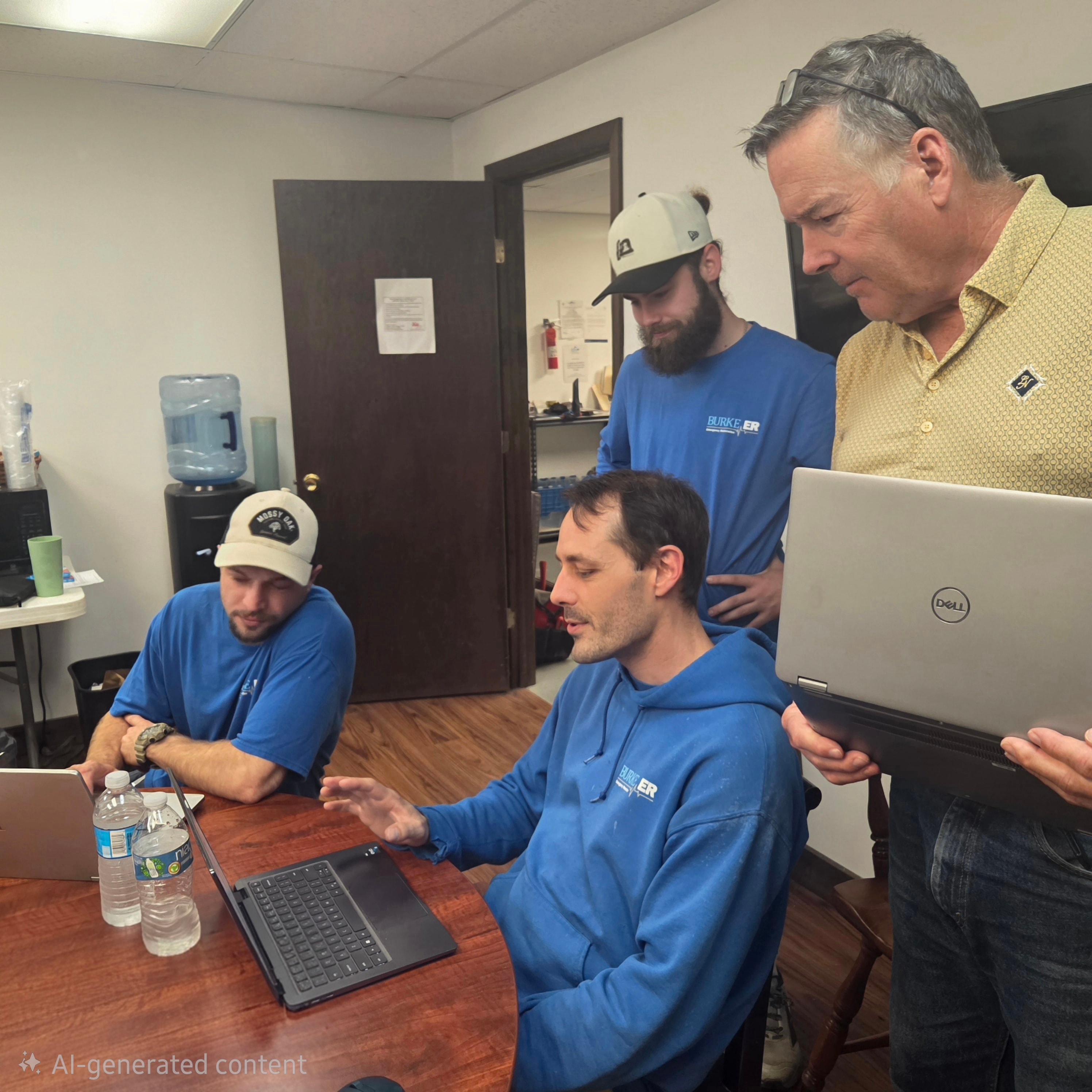 Burke Emergency Restoration team members collaborating in the office